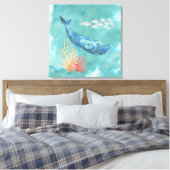 Watercolor Blue Whale ID368 Leinwanddruck (Insitu (Schlafzimmer))