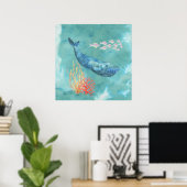 Watercolor Blue Whale ID368 Poster (Heimbüro)