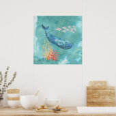 Watercolor Blue Whale ID368 Poster (Küche)