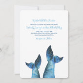 Watercolor Blue Whale Tale Wedding Einladung (Vorderseite)