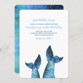 Watercolor Blue Whale Tale Wedding Einladung
