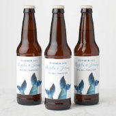 Watercolor Blue Whale Tales Bierflaschenetikett (Flaschen)