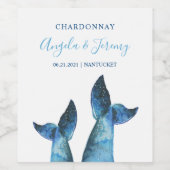 Watercolor Blue Whale Tales Weinetikett (Einzelnes Label)