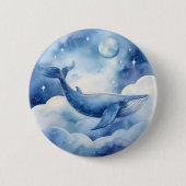 Watercolor Blue Whale Traum Button (Vorderseite)