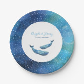 Watercolor Blue Whale Wedding Pappteller (Vorderseite)