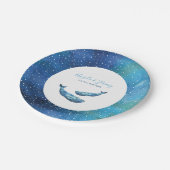 Watercolor Blue Whale Wedding Pappteller (Schrägansicht)