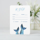 Watercolor Blue Whale Wedding RSVP (Stehend Vorderseite)