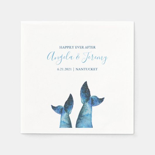 Watercolor Blue Whale Wedding Serviette (Vorderseite)