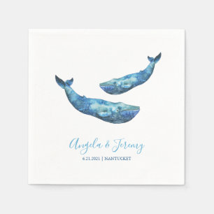 Watercolor Blue Whale Wedding Serviette