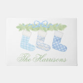 Watercolor Blue & White Christmas Strumpfs Fußmatte (Vorderseite)