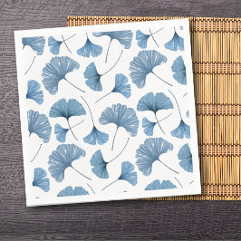 Watercolor Blue & White Ginkgo Foliage Muster Serviette