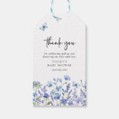 Watercolor Blue Wildblume Baby Dusche Gefallen Geschenkanhänger (Vorderseite)