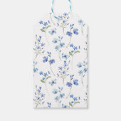 Watercolor Blue Wildblume Baby Dusche Gefallen Geschenkanhänger (Rückseite)