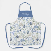 Watercolor Blue Wildflower Custom Name Schürze (Vorderseite)