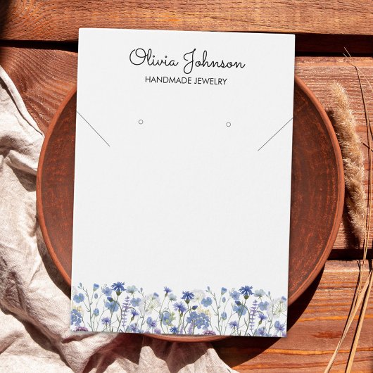 Watercolor Blue Wildflower Jewelry Display Card