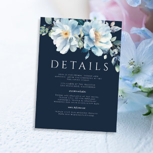 Watercolor Blue Winter Floral Wedding Begleitkarte