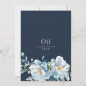 Watercolor Blue Winter Floral Wedding Einladung (Rückseite)