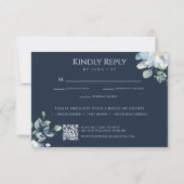 Watercolor Blue Winter Floral Wedding RSVP Karte (Rückseite)