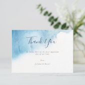 Watercolor Blue Winter Wedding Danke Karte (Stehend Vorderseite)