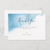 Watercolor Blue Winter Wedding Danke Karte (Vorne/Hinten)