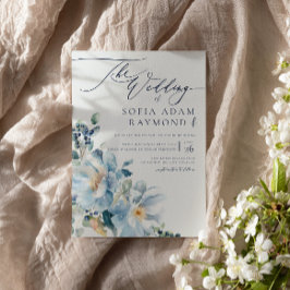 Watercolor Blue WInter Wedding Einladung