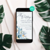 Watercolor Blue WInter Wedding Einladung