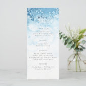 Watercolor Blue Winter Wedding Menu Menükarte (Stehend Vorderseite)