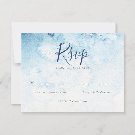 Watercolor Blue Winter Wedding RSVP Card (Vorderseite)
