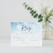 Watercolor Blue Winter Wedding RSVP Card (Stehend Vorderseite)
