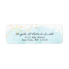 Watercolor Blue x Gold Modern Return Address Label