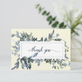 Watercolor Blue Yellow Floral Beerdigung Danke (Stehend Vorderseite)