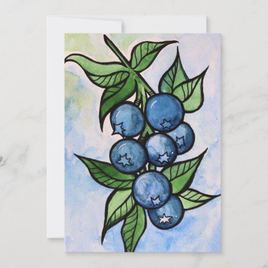 Watercolor Blueberries Einladung (Vorderseite)