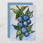 Watercolor Blueberries Einladung (Vorne/Hinten)