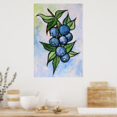 Watercolor Blueberries Poster (Küche)