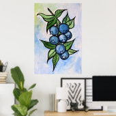 Watercolor Blueberries Poster (Heimbüro)