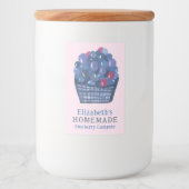 Watercolor Blueberry Basket Custom Homemade Jam Lebensmitteletikett (Vorderseite)