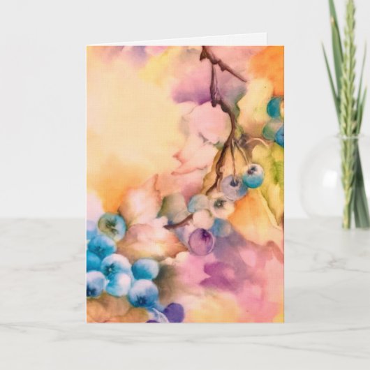 Watercolor Blueberry Greeting Card  Any Occasion (Vorderseite)