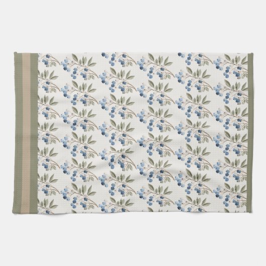 Watercolor Blueberry Pattern Winter Botanical Geschirrtuch (Horizontal)