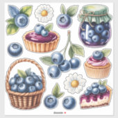 Watercolor Blueberry Treats Sticker Pack Isolated (Blatt)