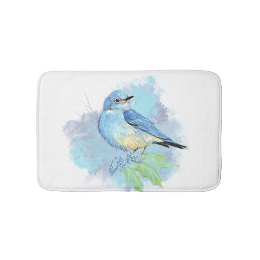 Watercolor Bluebird Bird Nature Art Badematte (Vorderseite)