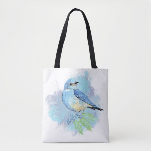 Watercolor Bluebird Pretty Blue Garden Bird Art Tasche (Vorderseite)