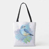 Watercolor Bluebird Pretty Blue Garden Bird Art Tasche (Rückseite)