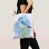 Watercolor Bluebird Pretty Blue Garden Bird Art Tasche (Von Nahem)