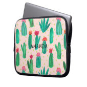 Watercolor-blühendes Kaktus-Muster personalisiert Laptopschutzhülle (Vorderseite Links)