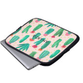 Watercolor-blühendes Kaktus-Muster personalisiert Laptopschutzhülle (Vorne Knopf)