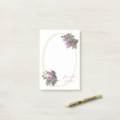 Watercolor-Blume für handgeschriebene Goldrahmen Post-it Klebezettel (Auf Schreibtisch)