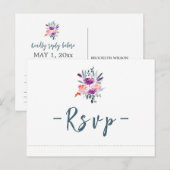 Watercolor Blume Wedding RSVP Postkarten (Vorne/Hinten)