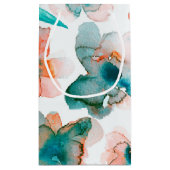 Watercolor-Blumen-aquamarines Blumen Kleine Geschenktüte (Rückseite)