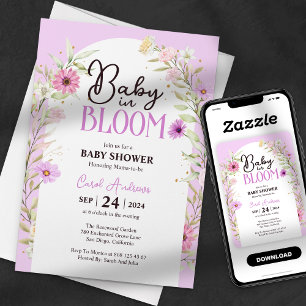 Watercolor-Blumen-Baby-in- Blüte-Veilchen-Baby-Par Einladung