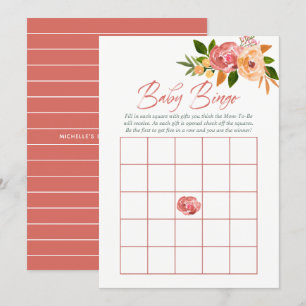 Watercolor Blumen Baby Shower Baby Bingo Einladung